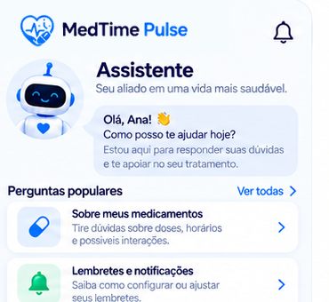 Topo da tela do assistente de saúde do aplicativo